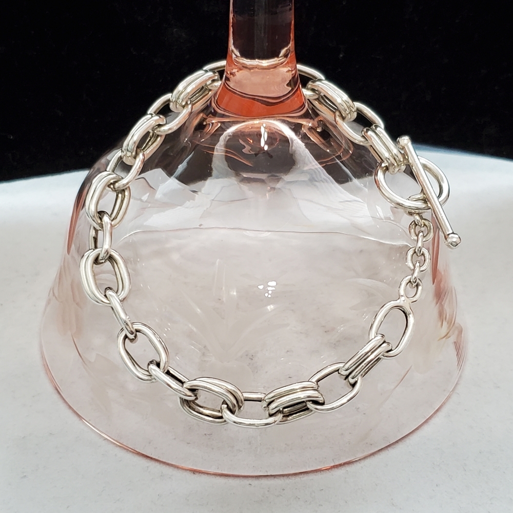 Sterling Double Link Bracelet ITALY - Picture 2 of 16